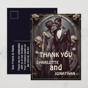 Elegant Art Deco Wedding Couple - Thank You Card