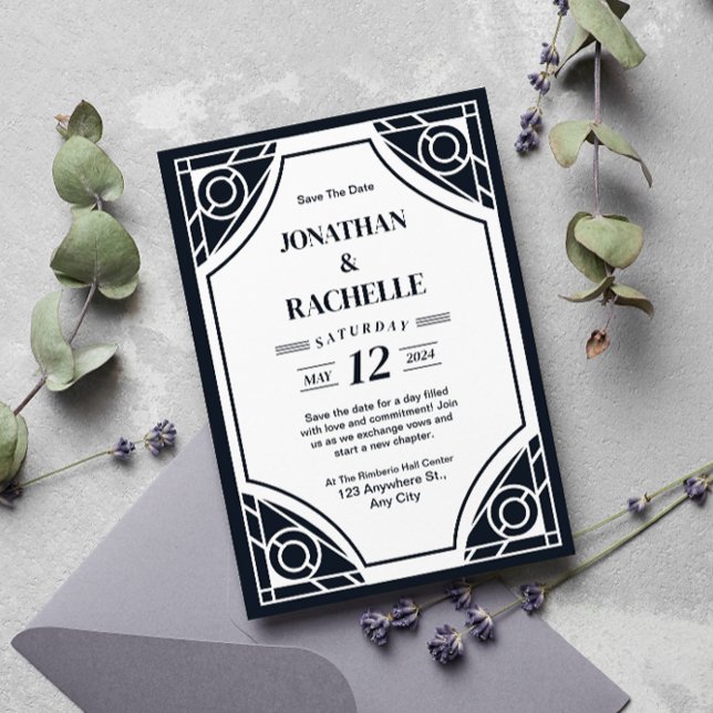 Elegant Art Deco Wedding Invitation (Creator Uploaded)