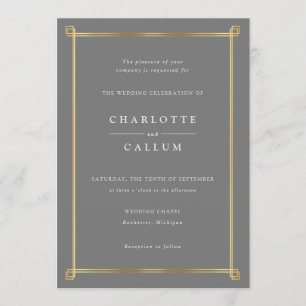 Elegant art deco wedding invitation