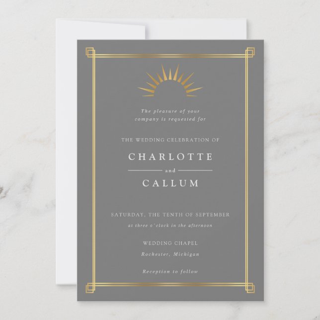 Elegant art deco wedding invitation (Front)