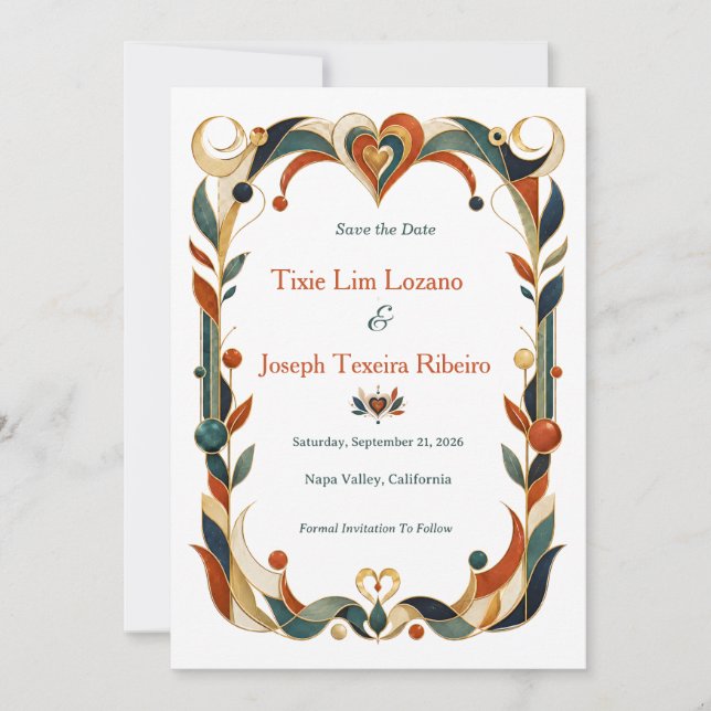 Elegant Art Deco Wedding Invitation Border  (Front)