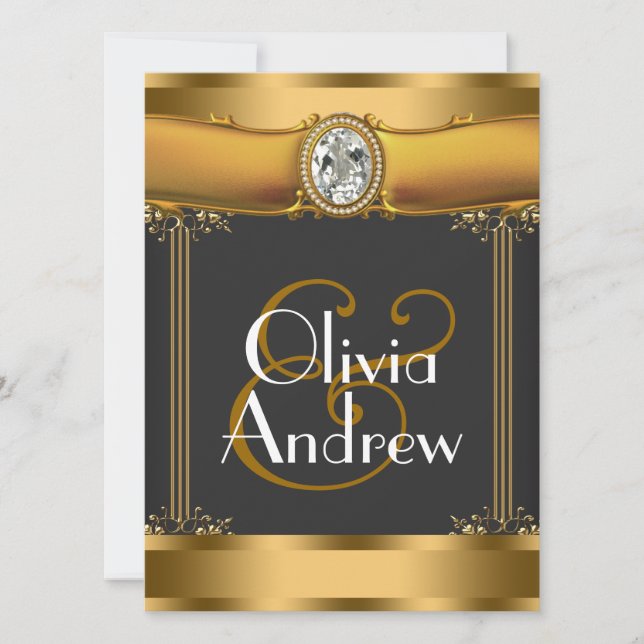 Elegant Art Deco Wedding Invitations (Front)