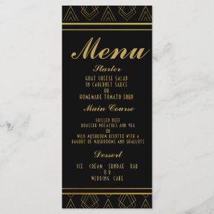 Elegant art deco wedding menu  TEMPLATE