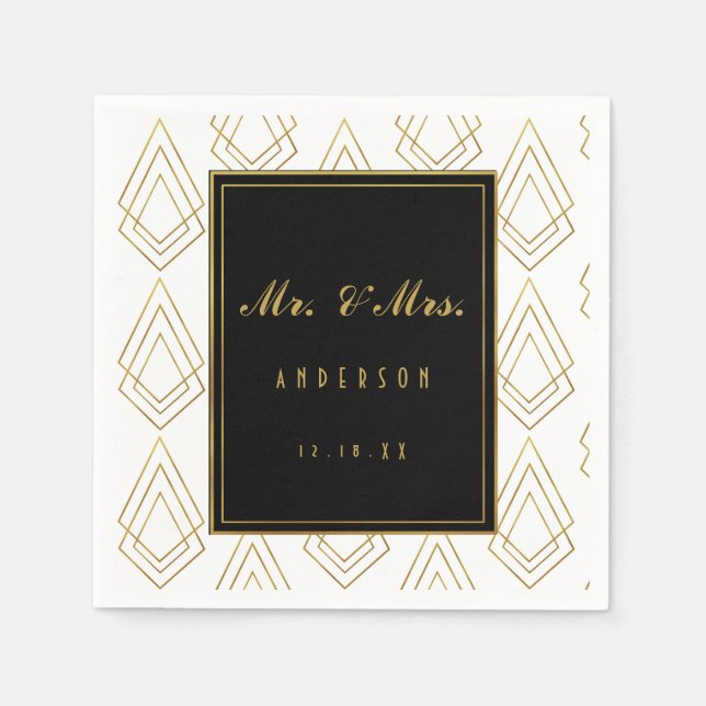 Elegant art deco wedding napkin wedding (Front)
