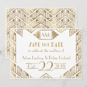 Elegant Art Deco Wedding Save The Date Card