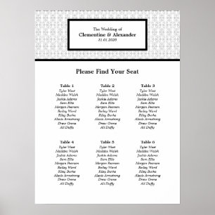 Elegant Art Deco Wedding Seating Chart (6 tables)