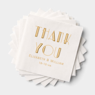 Elegant Art Deco Wedding Typography Thank You #1 Foil Napkins