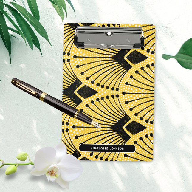 Elegant Art Deco Yellow Peacock Pattern Mini Clipboard (Elegant Art Deco Yellow Peacock Pattern Mini Clipboard ©Susanne Sachers - Sunny Mind 🌞)