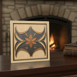 Elegant Art Nouveau Abstract Floral #17 ID1193 Ceramic Tile