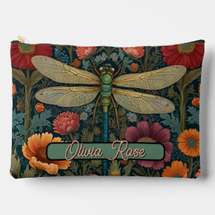 Elegant art nouveau Autumn floral Dragonfly Accessory Pouch