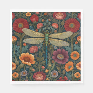 Elegant art nouveau Autumn floral Dragonfly Napkin