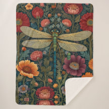 Elegant art nouveau Autumn floral Dragonfly