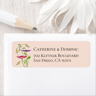 Elegant Art Nouveau Beige Wedding Return Address Label