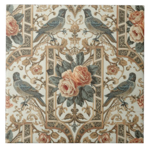 Elegant Art Nouveau Botanical Ceramic Tile