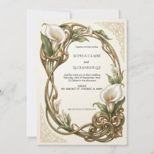 Elegant Art Nouveau Calla Lily Wedding Invitation