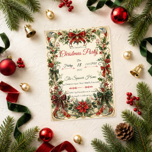 Elegant Art Nouveau Christmas Party Invitation