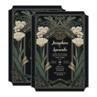 Elegant Art Nouveau Dark Floral Wedding Invitation