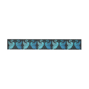 elegant art nouveau design, metallic teal & black, wraparound address label