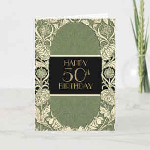 Elegant Art Nouveau Fiftieth Birthday Card