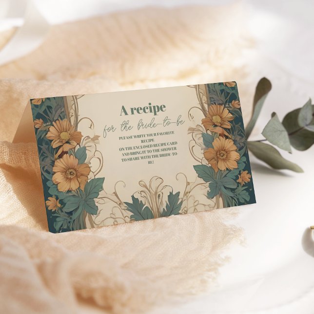 Elegant Art Nouveau Floral Bridal Shower  Enclosure Card (Creator Uploaded)