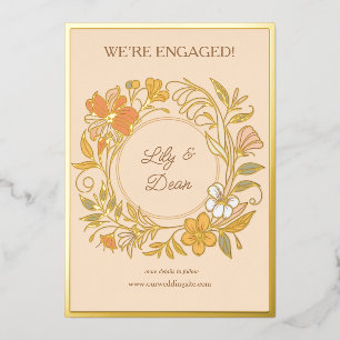 Elegant Art Nouveau Floral Foil Announcement