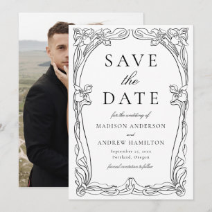 Elegant Art Nouveau Floral Frame Photo Wedding Save The Date