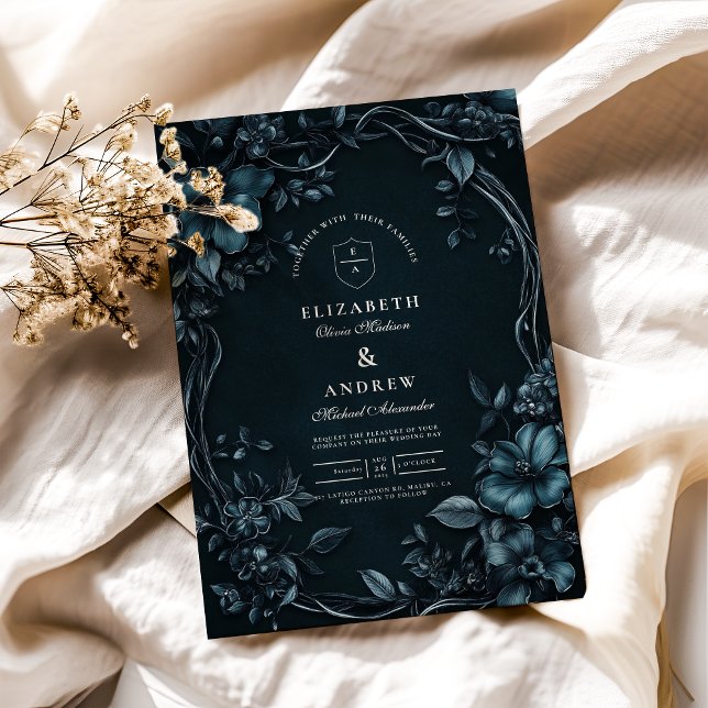 Elegant Art Nouveau Floral Halloween Wedding  Invitation (Creator Uploaded)