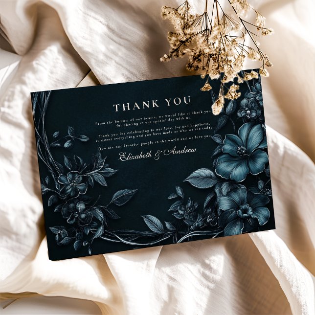 Elegant Art Nouveau Floral Halloween Wedding  Thank You Card (Creator Uploaded)