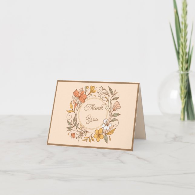 Elegant Art Nouveau Floral Thank You Card (Front)