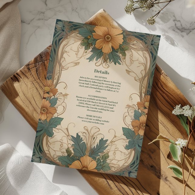 Elegant Art Nouveau Floral Wedding  Enclosure Card (Creator Uploaded)