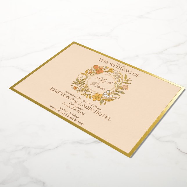 Elegant Art Nouveau Floral Wedding Invitation (Rotated)