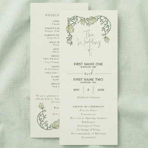 Elegant art nouveau floral wedding program