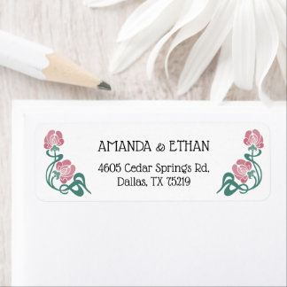 Elegant Art Nouveau Floral Wedding Return Address  Return Address Label
