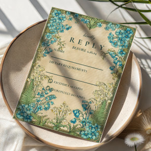 Elegant Art Nouveau Floral Wedding RSVP Card