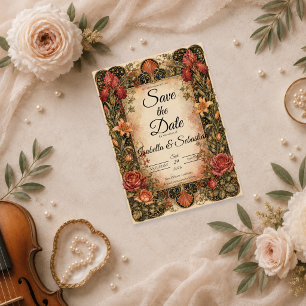 Elegant Art Nouveau Floral Wedding Save The Date