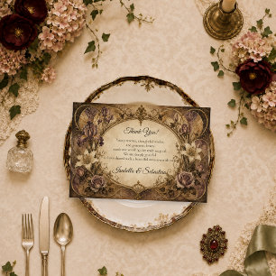 Elegant Art Nouveau Floral Wedding Thank You Card