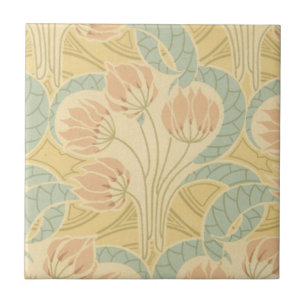 elegant art nouveau flowers floral ceramic tile
