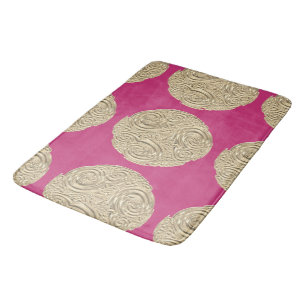 Elegant art nouveau gold fuschia pink medallion bath mat
