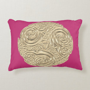 Elegant art nouveau gold fuschia pink medallion decorative cushion