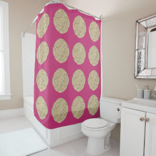 Elegant art nouveau gold fuschia pink medallion shower curtain