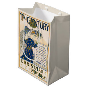 Elegant Art Nouveau Lady With Peacock Winter Medium Gift Bag