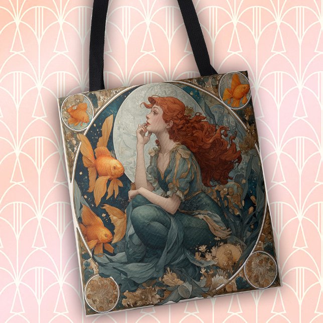 Elegant Art Nouveau Mermaid Tote Bag (Creator Uploaded)