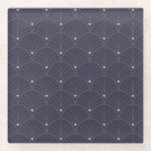 Elegant art nouveau, minimalist pattern. glass coaster