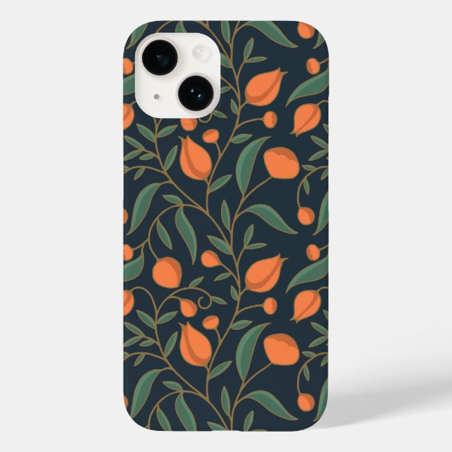 Elegant Art Nouveau Orange Floral Hand Drawn   Case-Mate iPhone Case (Back)