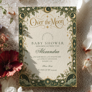 Elegant Art Nouveau Over The Moon Baby Shower Invitation
