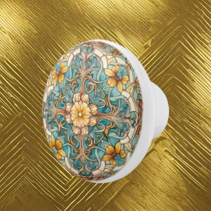 elegant art nouveau pattern ceramic knob