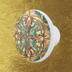 elegant art nouveau pattern ceramic knob