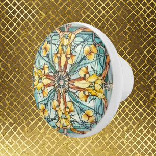 elegant art nouveau pattern ceramic knob