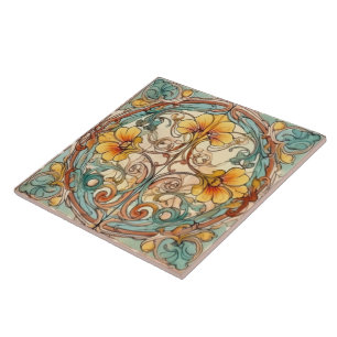 elegant art nouveau pattern  ceramic tile