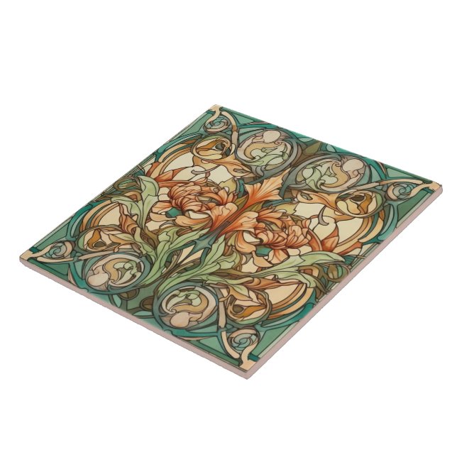 Elegant art nouveau pattern  ceramic tile (Side)